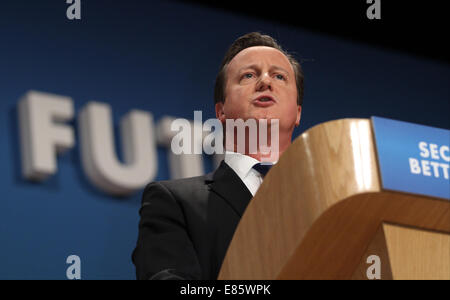 DAVID CAMERON MP PREMIER MINISTRE 01 octobre 2014 CPI BIRMINGHAM ENGLAND Banque D'Images