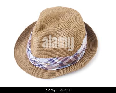 Chapeau de paille d'été isolé sur fond blanc Banque D'Images