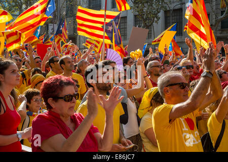 Photos de la marche pour l'indépendance catalane de Barcelone en 11 septembre 2014. Banque D'Images