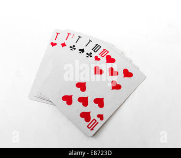 Cartes à jouer 10 on white Banque D'Images