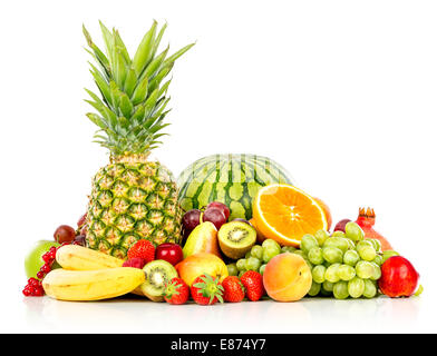 Assortiment de fruits exotiques isolated on white Banque D'Images