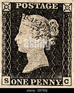 Une victorienne typique penny black British stamp Banque D'Images