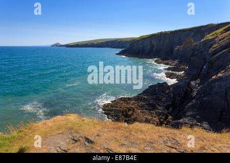 Recherche le long de la côte vers Ceredigion Y Foel Mwnt de la pointe de l'île de Cardigan Banque D'Images