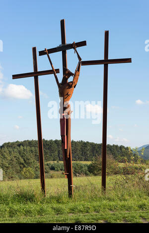 Groupe de sculptures 'Verzweiflung', 'Despair', Jésus mourant sur la croix, de l'art projet "Chemin de l'espérance', 2010 Banque D'Images