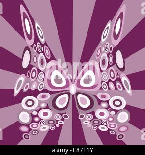 Vector illustration de papillon stylisé avec retro circle design formes Illustration de Vecteur
