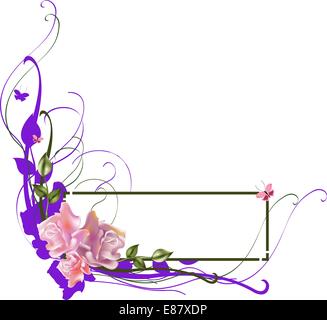 D'illustraition vecteur floral frame élégant avec de belles roses Illustration de Vecteur