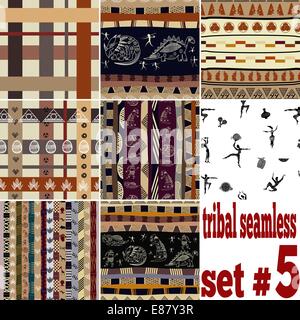 Ensemble de modèles sans couture avec les dinosaures et les animaux Illustration de Vecteur