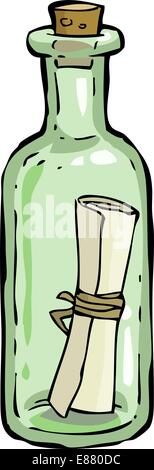 Une bouteille avec une lettre vector illustration Illustration de Vecteur