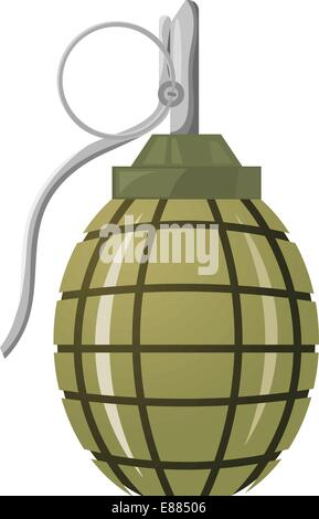 Grenade à main sur un fond blanc. Illustration de Vecteur