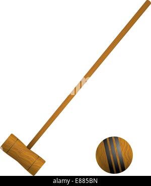 Mallet et croquet ball Illustration de Vecteur