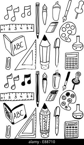 Retour à l'école la main dooldes / icons set Illustration de Vecteur