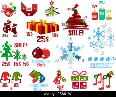 Infographie Noël modèles et éléments exposés Illustration de Vecteur