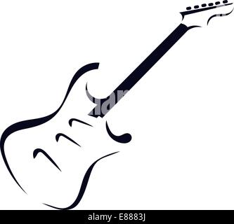 Silhouette noire de guitare électrique Illustration de Vecteur