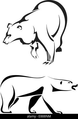 Silhouettes d'ours blancs sur fond blanc Illustration de Vecteur