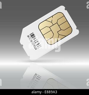 Carte SIM de téléphone portable avec la réflexion Illustration de Vecteur
