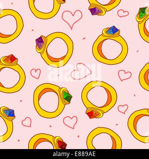 Modèle transparent avec des coeurs et des anneaux Illustration de Vecteur