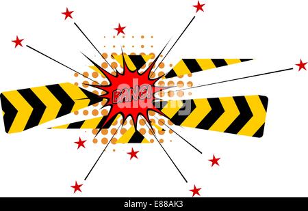 Cartoon explosion avec barrière perturbé et les étoiles Illustration de Vecteur