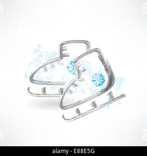 L'icône grunge patins Illustration de Vecteur