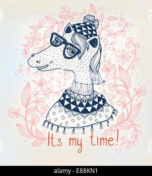 Vector illustration d'un funny horse- le symbole de nouvelle année Illustration de Vecteur