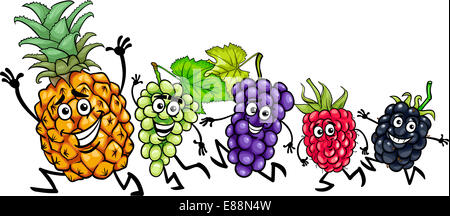 Cartoon Illustration de l'exécution de caractères alimentaire Fruits Banque D'Images