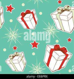 Modèle transparent vert vecteur avec les cadeaux de Noël Illustration de Vecteur