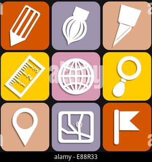 Ensemble d'icônes de papeterie Illustration de Vecteur