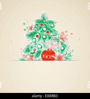 Vector fond de Noël avec sapin en papier découpé Illustration de Vecteur