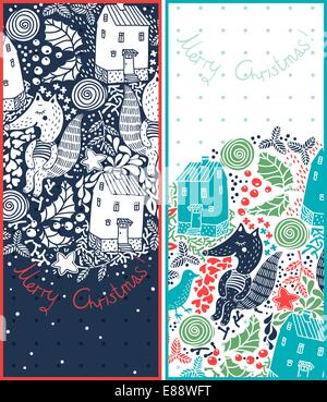Vector set de deux cartes de Noël Illustration de Vecteur