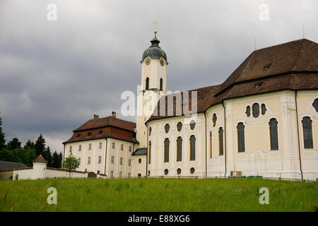 La Weiskirche (église blanche), UNESCO World Heritage Site, près de Fussen, Bavaria, Germany, Europe Banque D'Images