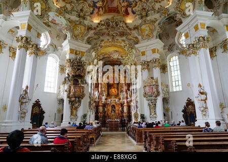 La Weiskirche (église blanche), UNESCO World Heritage Site, près de Fussen, Bavaria, Germany, Europe Banque D'Images