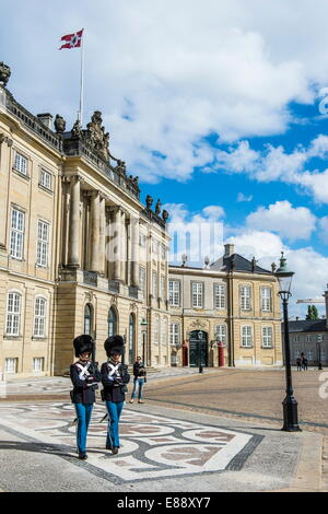 Les gardiens de la vie royale, d'Amalienborg, résidence d'hiver de la famille royale danoise, Copenhague, Danemark, Scandinavie, Europe Banque D'Images