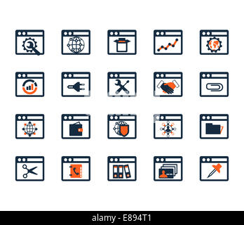 Business icon set. Logiciels, développement web, des finances, des banques. Modèle plat Banque D'Images