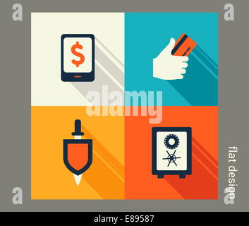 Business icon set. Des finances et de la banque, e-commerce. Modèle plat Banque D'Images