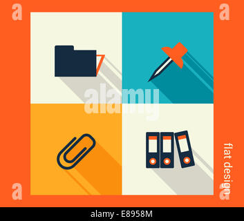 Business icon set. Développement de logiciels et de sites web, marketing, communication globale. Modèle plat Banque D'Images