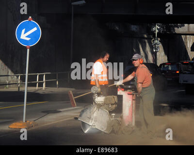 Berlin, Allemagne, les travaux routiers Banque D'Images