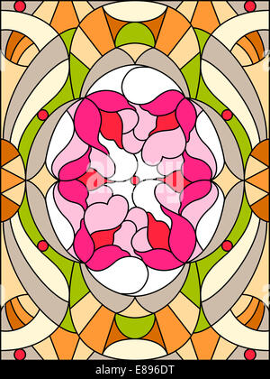 Composition de fleurs. Modèle floral pour vitrail. Banque D'Images