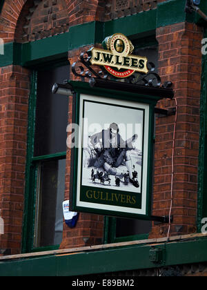 Enseigne de pub sur Gullivers Oldham Street à Manchester, UK Banque D'Images