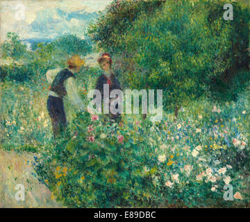 Auguste Renoir (Français, 1841 - 1919 ), la cueillette des fleurs, 1875, huile sur toile Banque D'Images