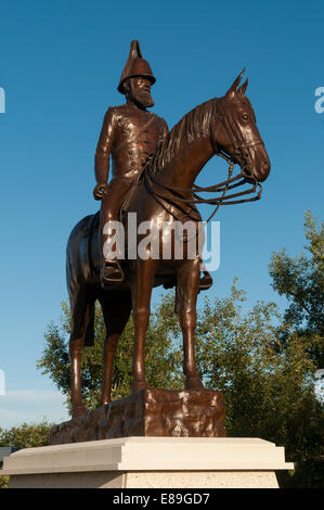 Elk203-6332v Canada, Alberta, Calgary, Fort Calgary, statue Banque D'Images