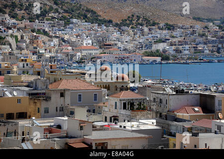 Kalymnos Pothia ou Pothaia ou ville, ville portuaire de Kalymnos, Dodécanèse, Grèce Banque D'Images