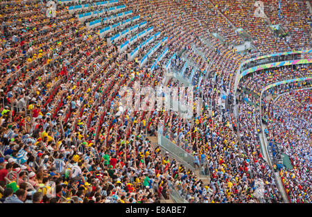 Les fans de football au match de Coupe du monde à l'intérieur des Mane Garrincha Stadium, Brasilia, Brésil, District Fédéral Banque D'Images