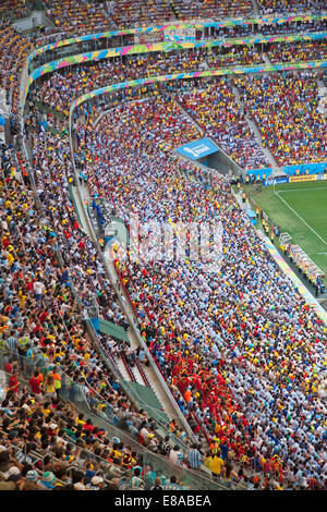 Les fans de football au match de Coupe du monde à l'intérieur des Mane Garrincha Stadium, Brasilia, Brésil, District Fédéral Banque D'Images