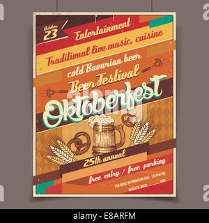 Oktoberfest fête de la bière allemande affiche rétro modèle Banque D'Images