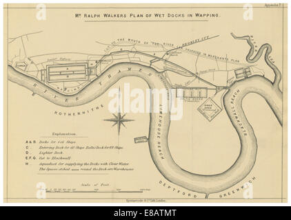 (F) PLAN DE RALPH MARCHEURS QUAIS HUMIDES DANS LA RÉGION DE WAPPING Banque D'Images