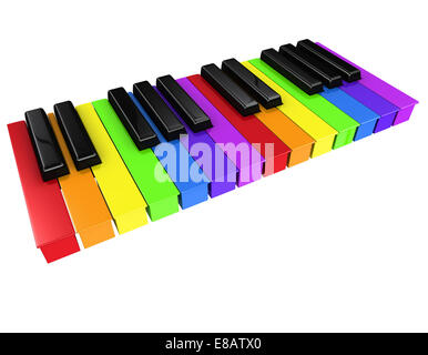 3D render of Coloured touches piano Banque D'Images