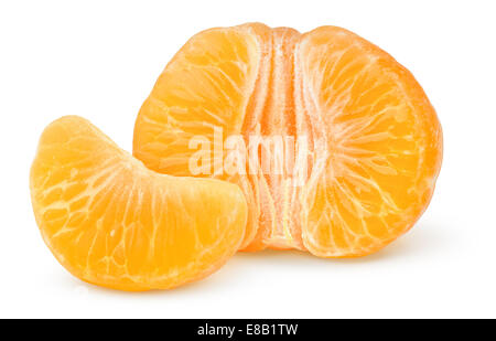 Peeled tangerine isolated on white Banque D'Images