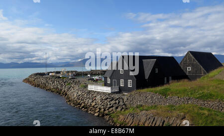 Maisons anciennes dans le Nord de l'Islande, Hofsos Banque D'Images