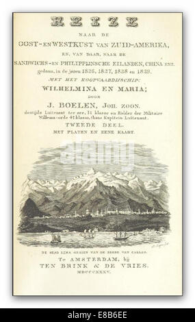 Une illustration de 1835 et une carte du deuxième volume de Boelen, offrant une représentation détaillée du contexte géographique et historique de la région représentée. Banque D'Images