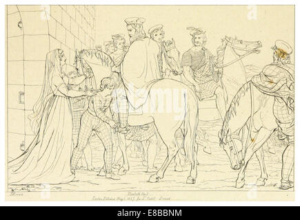 Une illustration de l'édition 1828-33 de Howard de « Macbeth » de Shakespeare, représentant une scène charnière de la tragédie. Banque D'Images