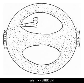 Une illustration de l’œuvre de Rainaud de 1893, représentant l’Antichthone sur une carte basée sur le manuscrit de Marco Polo à la Bibliothèque de Stockholm, fournissant un aperçu des connaissances géographiques médiévales. Banque D'Images